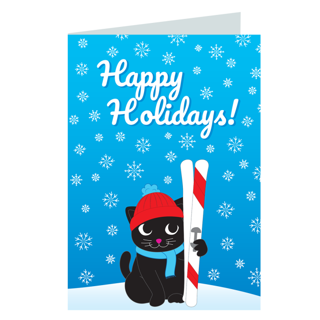 Carte de voeux Joyeuses Fêtes - Wish you Cat