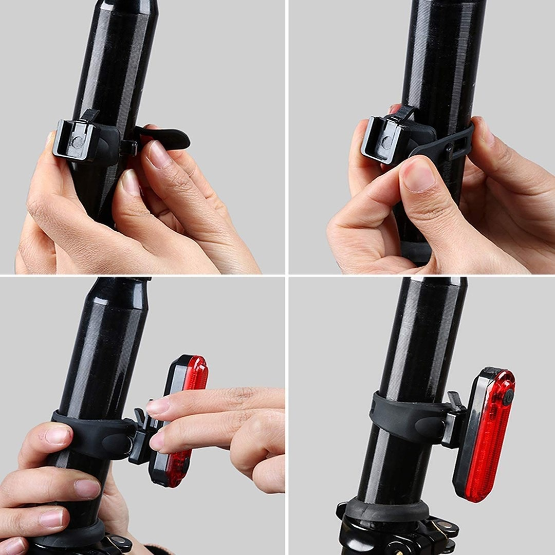 Wiederaufladbares USB Velo Rücklicht LED Bremslicht Fahrrad Warnlicht mit 4 Beleuchtungsmodi IPX4 - Schwarz