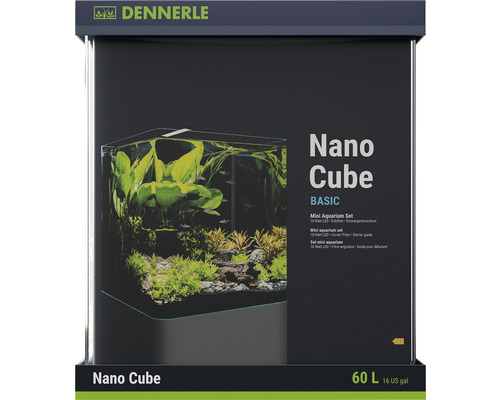 DENNERLE Nano Cube Basic aquarium, 60 L, LED-verlichting Chihiros C 361 inclusief binnenfilter, afdekglas, veiligheidsmat, Scaper's Back achterwandfolie, beginnersbrochure