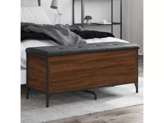 Banc de rangement chêne marron 102x42x45 cm bois d'ingénierie