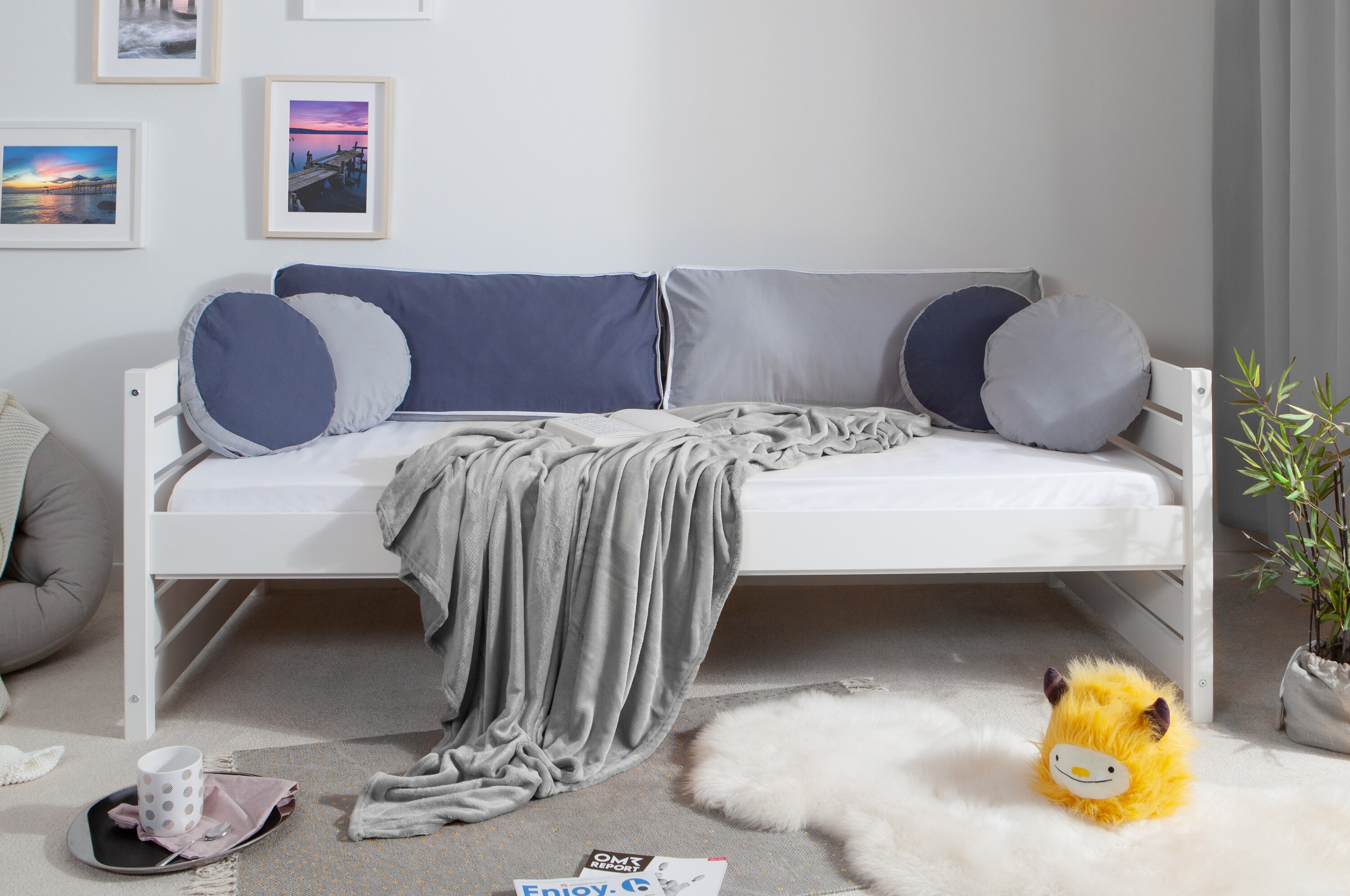 TiCAA Sofabett Naomi 100x200 Kiefer massiv Weiß