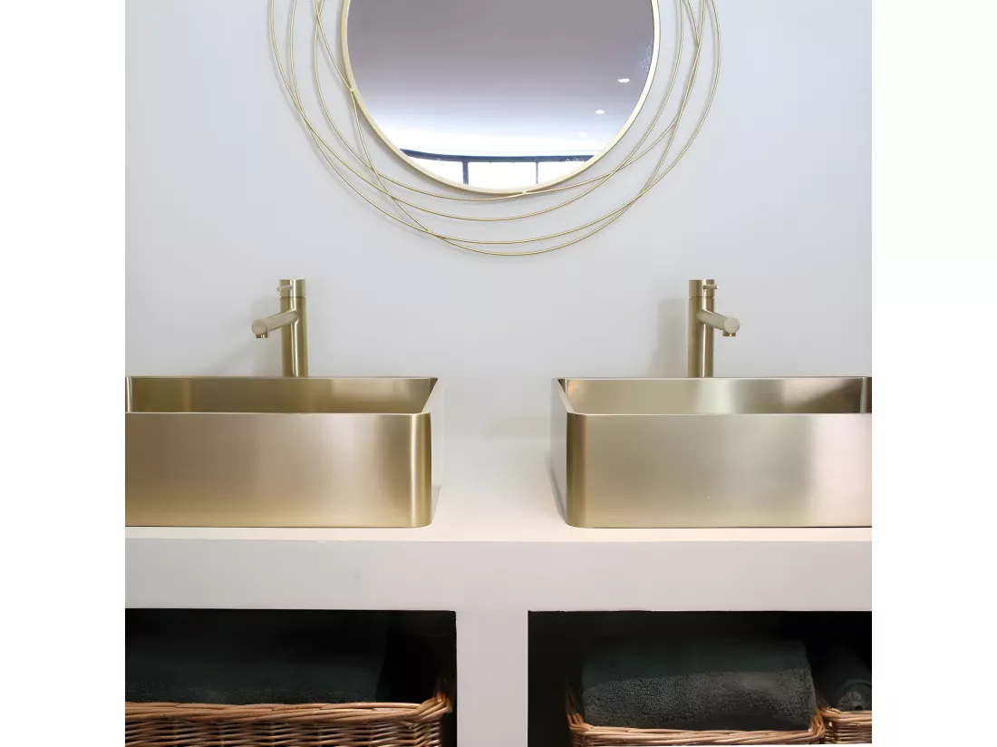 Luisa mitigeur lavabo haut or brossé - Essebagno