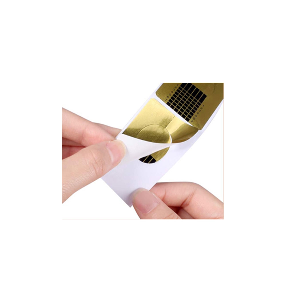 (100er Set) Nagelschablone Nagel Verlängerung Nail Art Selbstklebende Modellier Schablone Gel Nägel - Gold