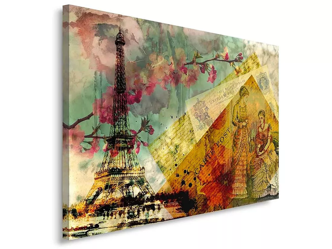 Tableau carte postale de paris 2 - 80 x 60 cm