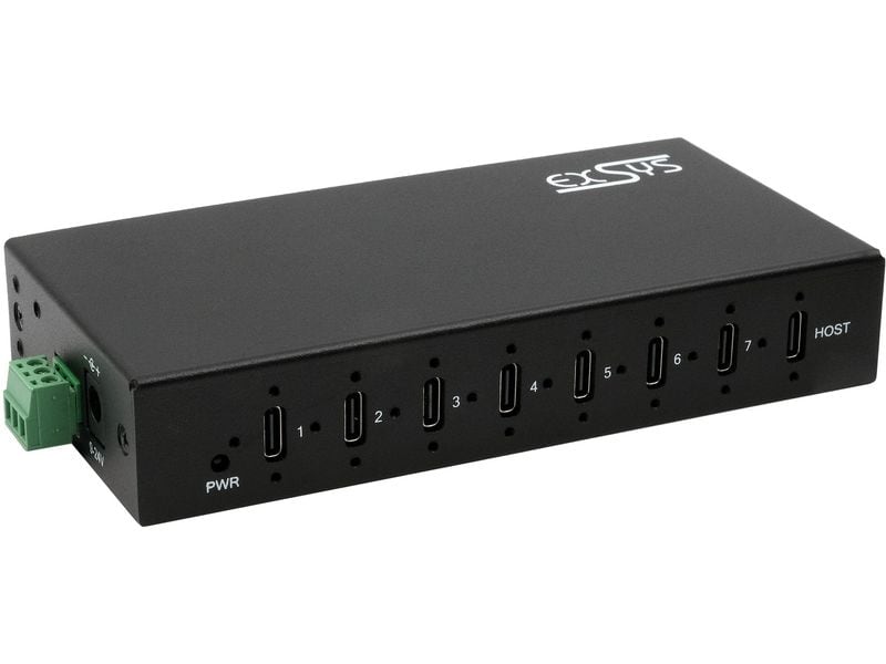 Exsys USB-Hub EX-12277HMS 57 W 7-Port USB 3.2 Gen 2 Metall Hub mit 7x USB-C Anschluss