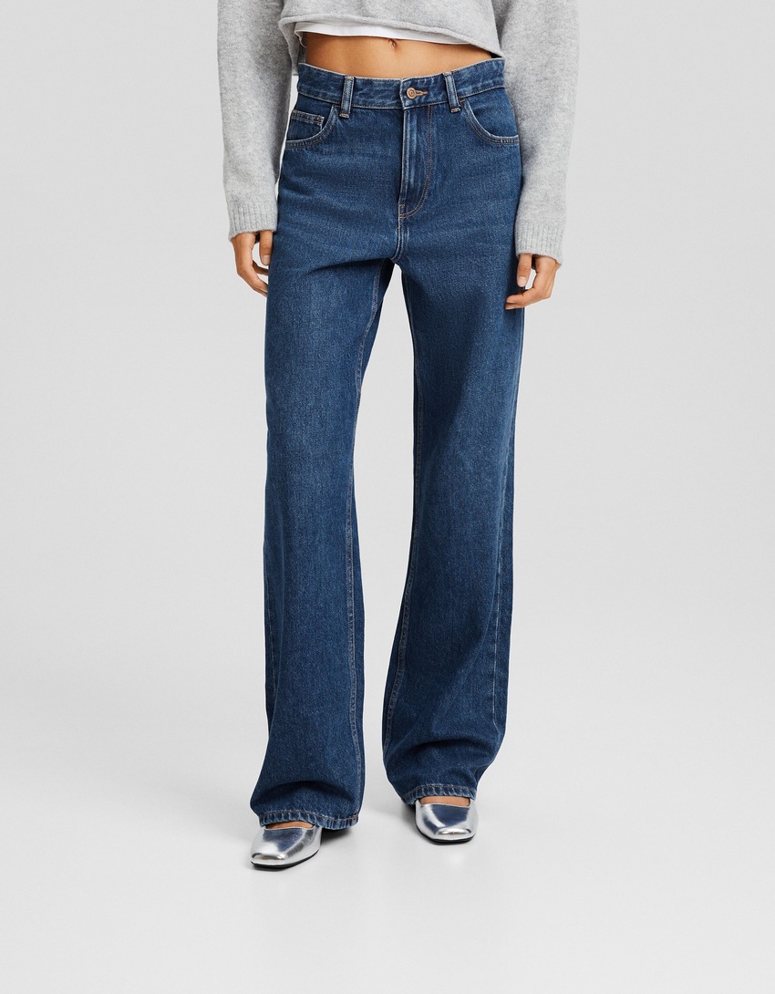 Calça jeans de perna larga
