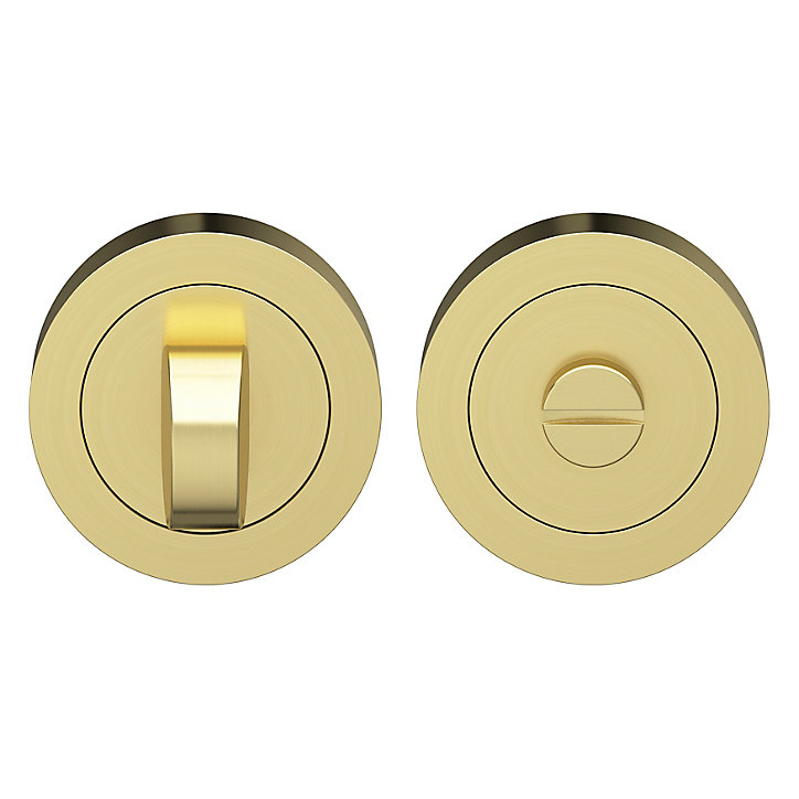 Rosace de fonction rond à visser à condamnation GoodHome Duod effet laiton satin or Ø50mm