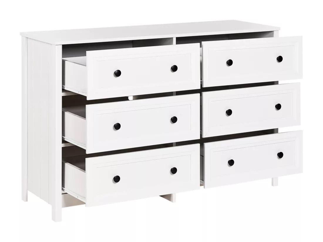 Commode à 6 tiroirs HAZELVALE 80 cm Blanc