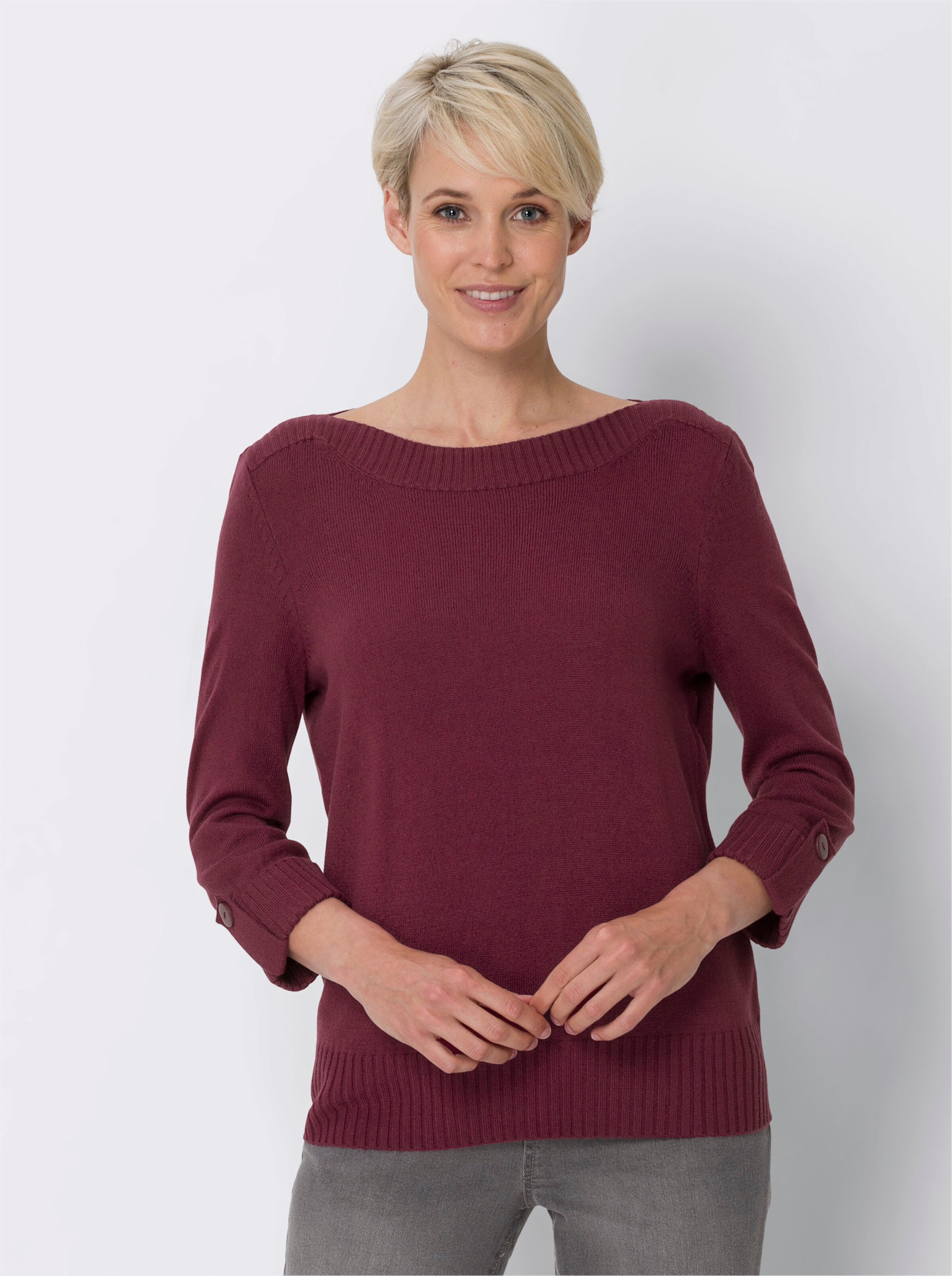 34 Arm-Pullover mit U-Boot-Ausschnitt