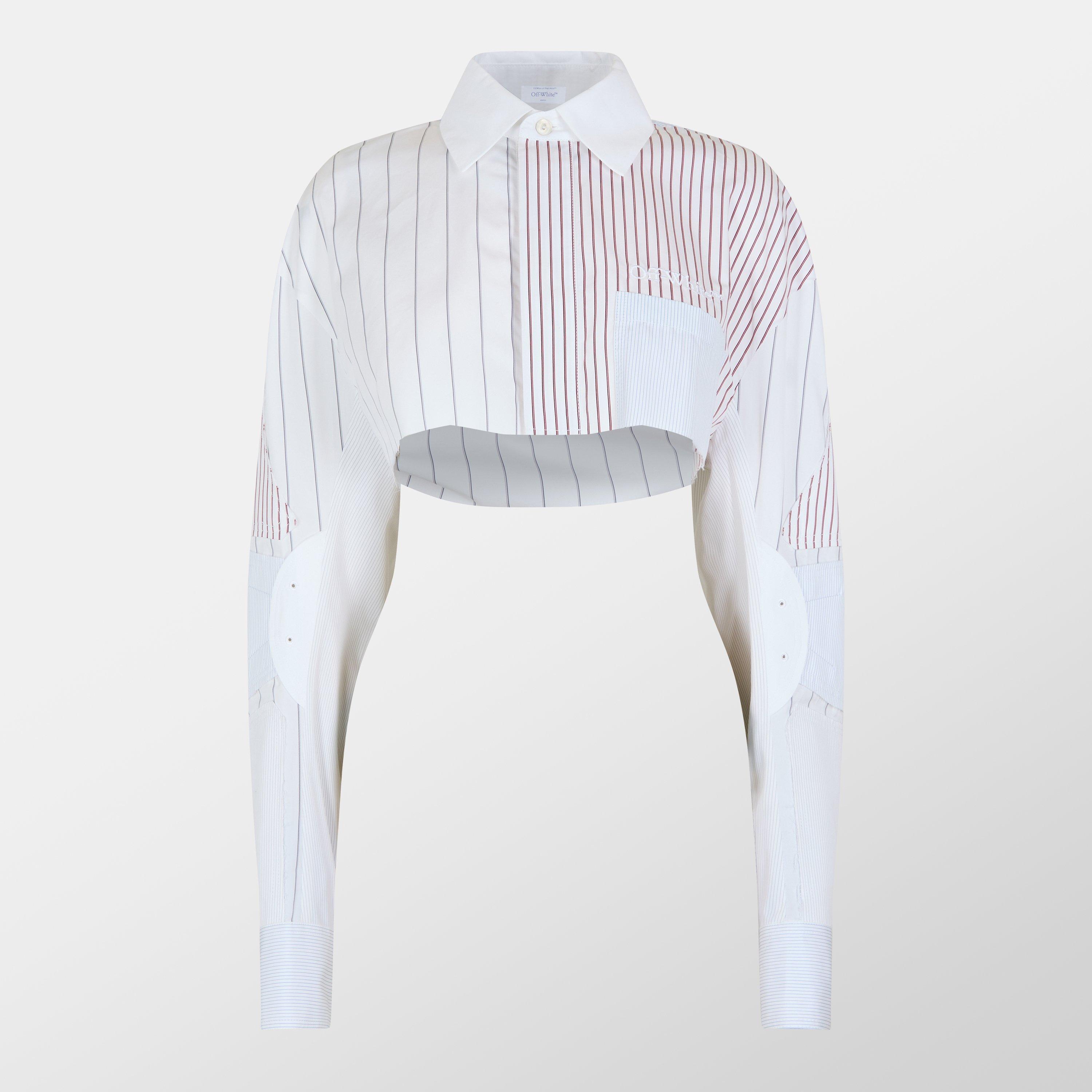 Off White Striped Cropped Shirt