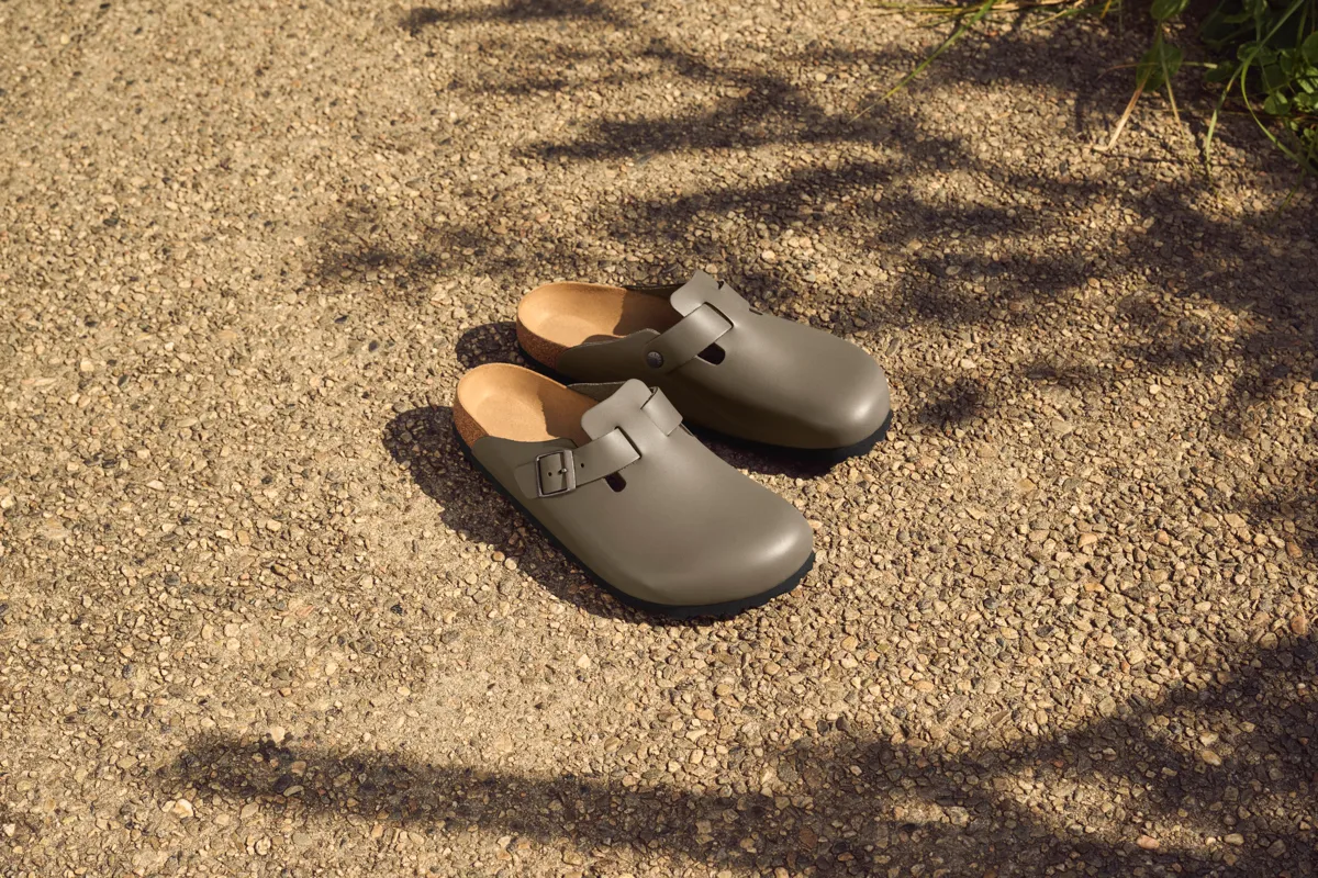 Birkenstock Boston Natural Leather regular Smooth Leather Concrete Gray