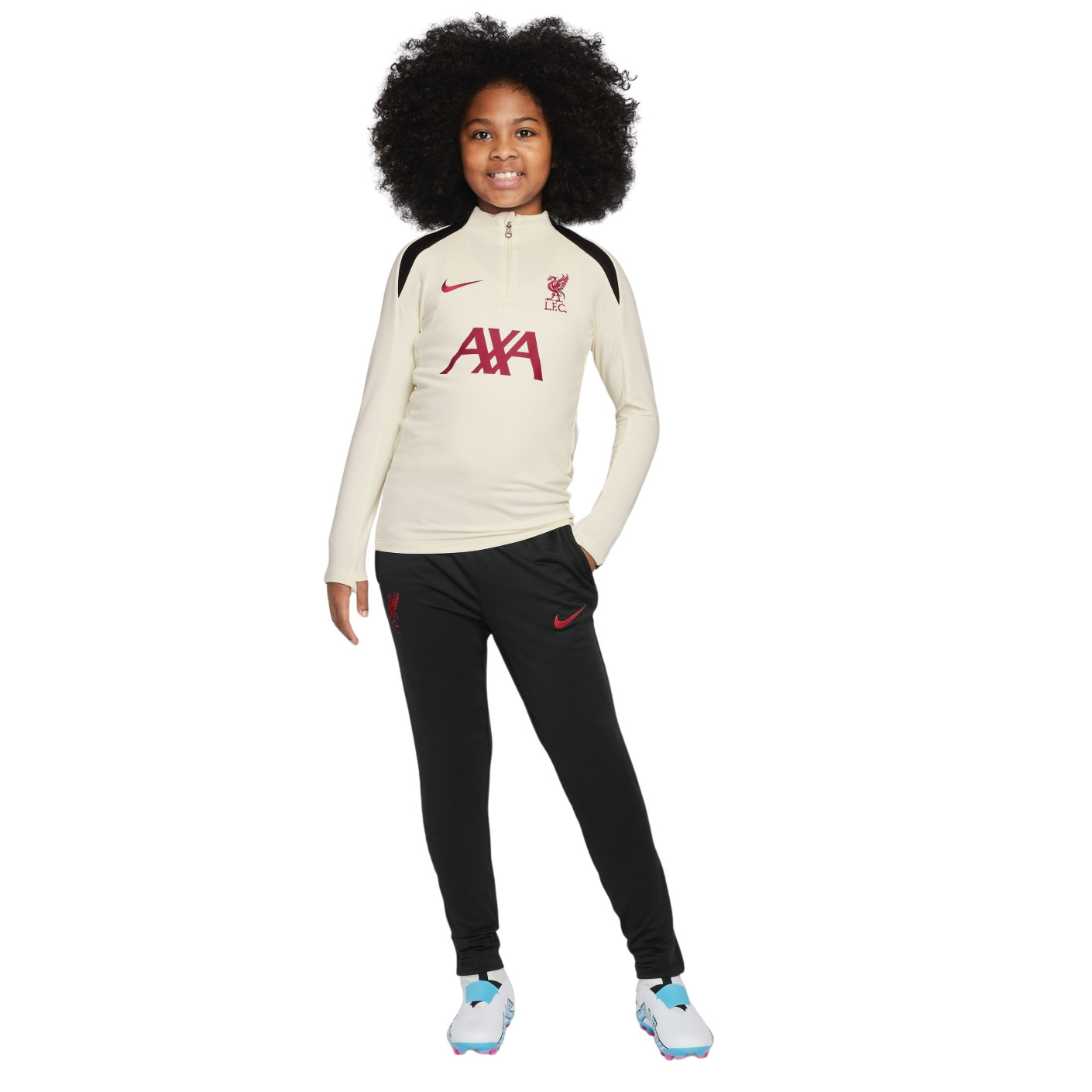 Nike Liverpool Strike Trainingstrui 1/4-Zip 2024-2025 Kids Gebroken Wit Rood Zwart