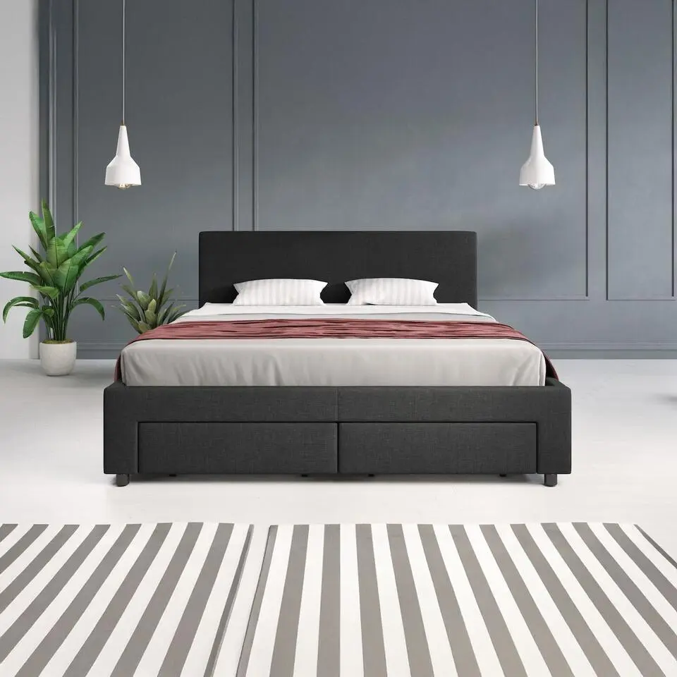 Meubella - Tweepersoonsbed Suente - Zwart - 160x200 cm