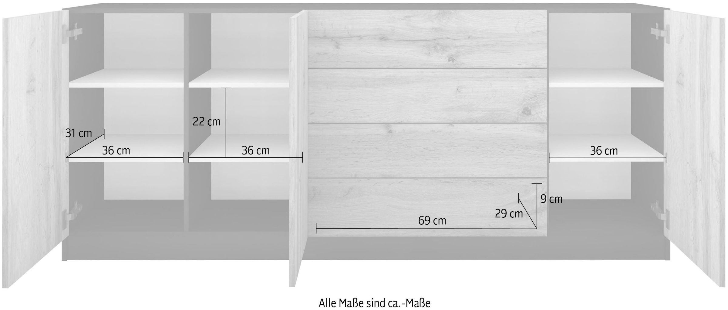 borchardt Möbel Sideboard »Vaasa« Breite 190 cm