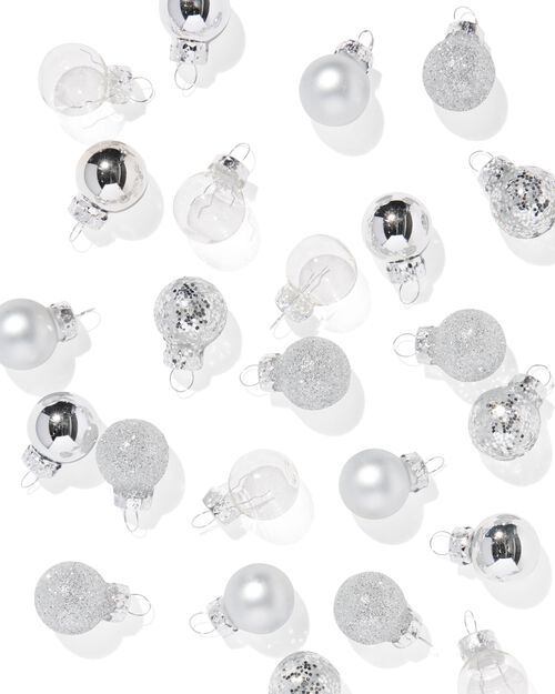 36 mini boules de Noël Ø2cm verre argenté