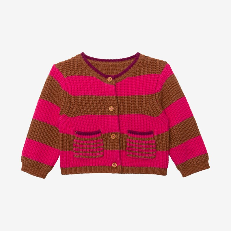 Cardigan bébé fille rose rayé Catimini Rose