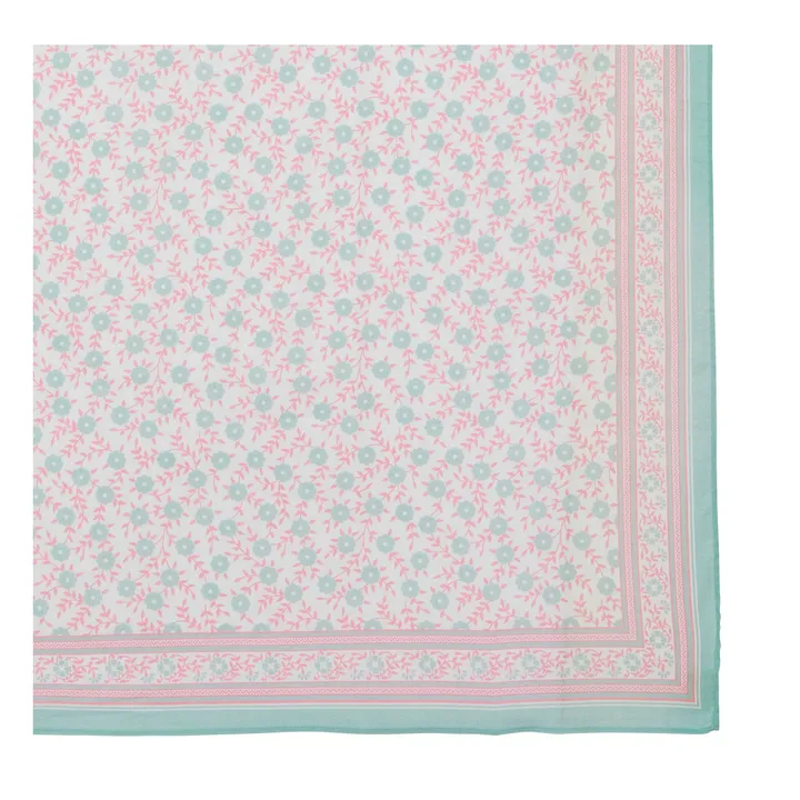 Bonton Foulard Fleuri 100cm | Vert d'eau