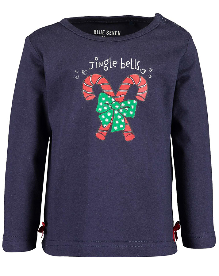 Langarmshirt CHRISTMAS – CANDY CANE in nachtblau
