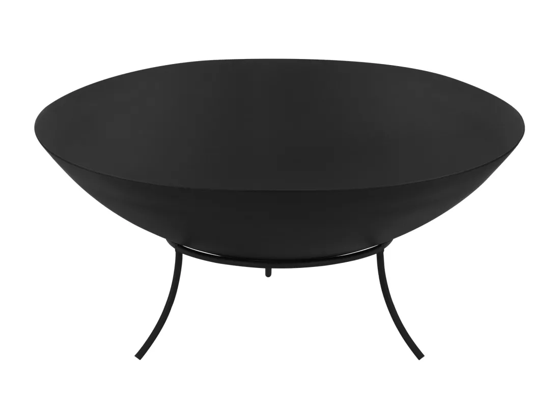 Bol à feu basero noir en acier avec 3 pieds foyer grille barbecue Ø 55 x 24 cm
