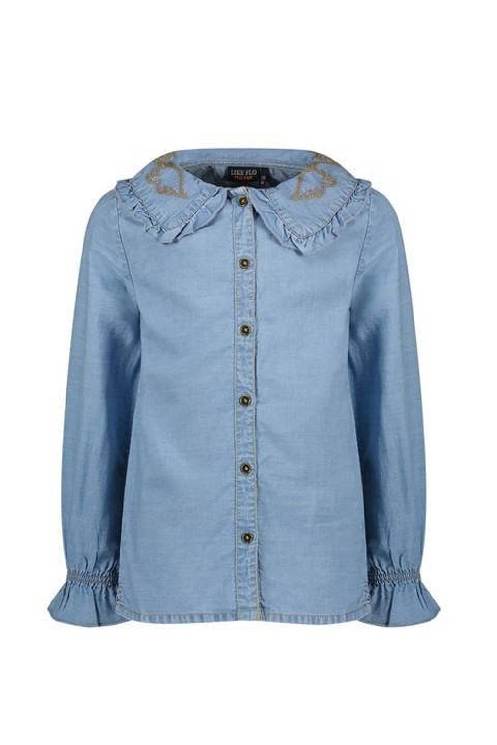 Like Flo blouse met ruches blauw
