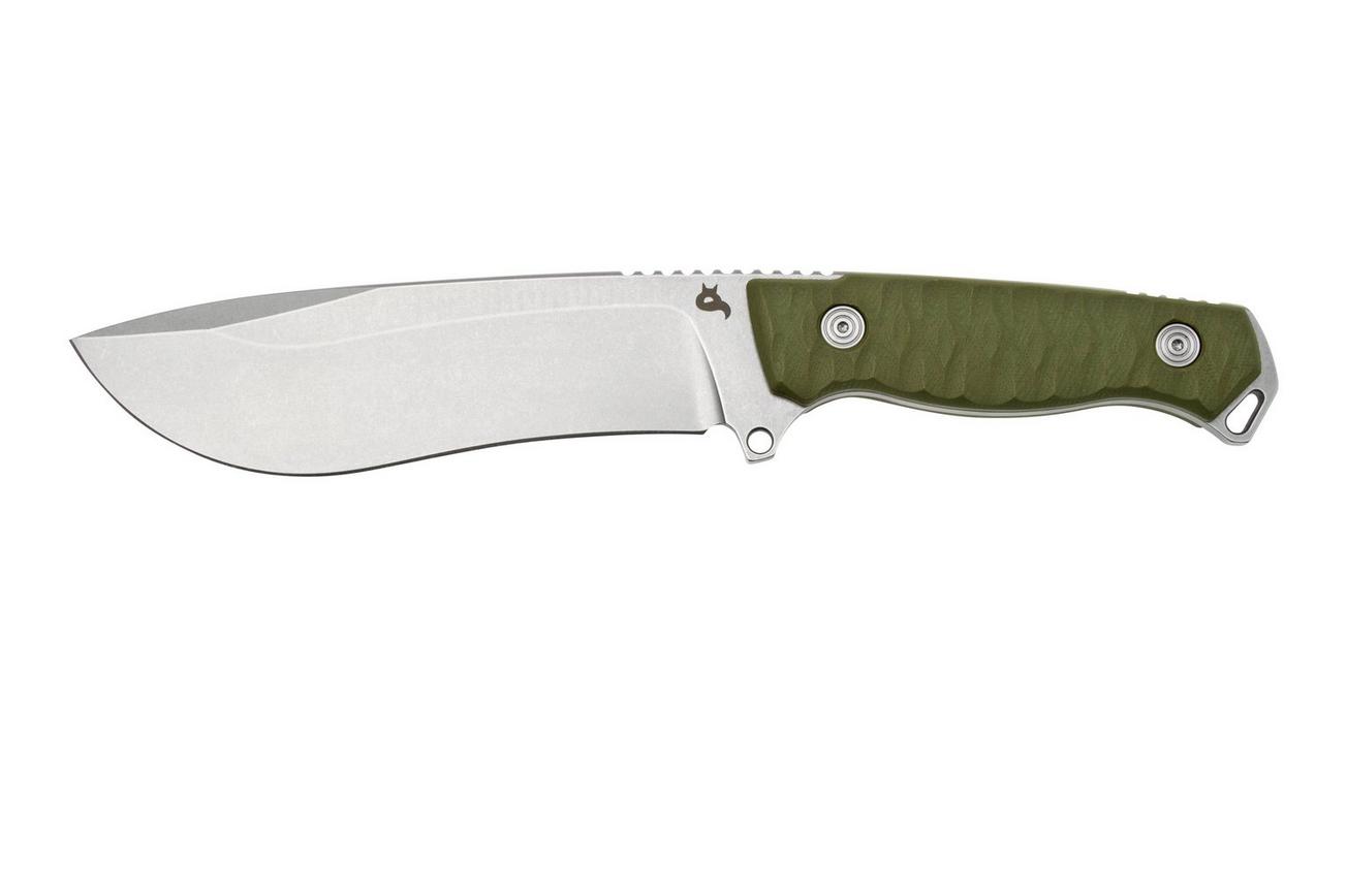 Black Fox Golem, Stonewashed D2 Blade, OD Green G10 vaststaand mes