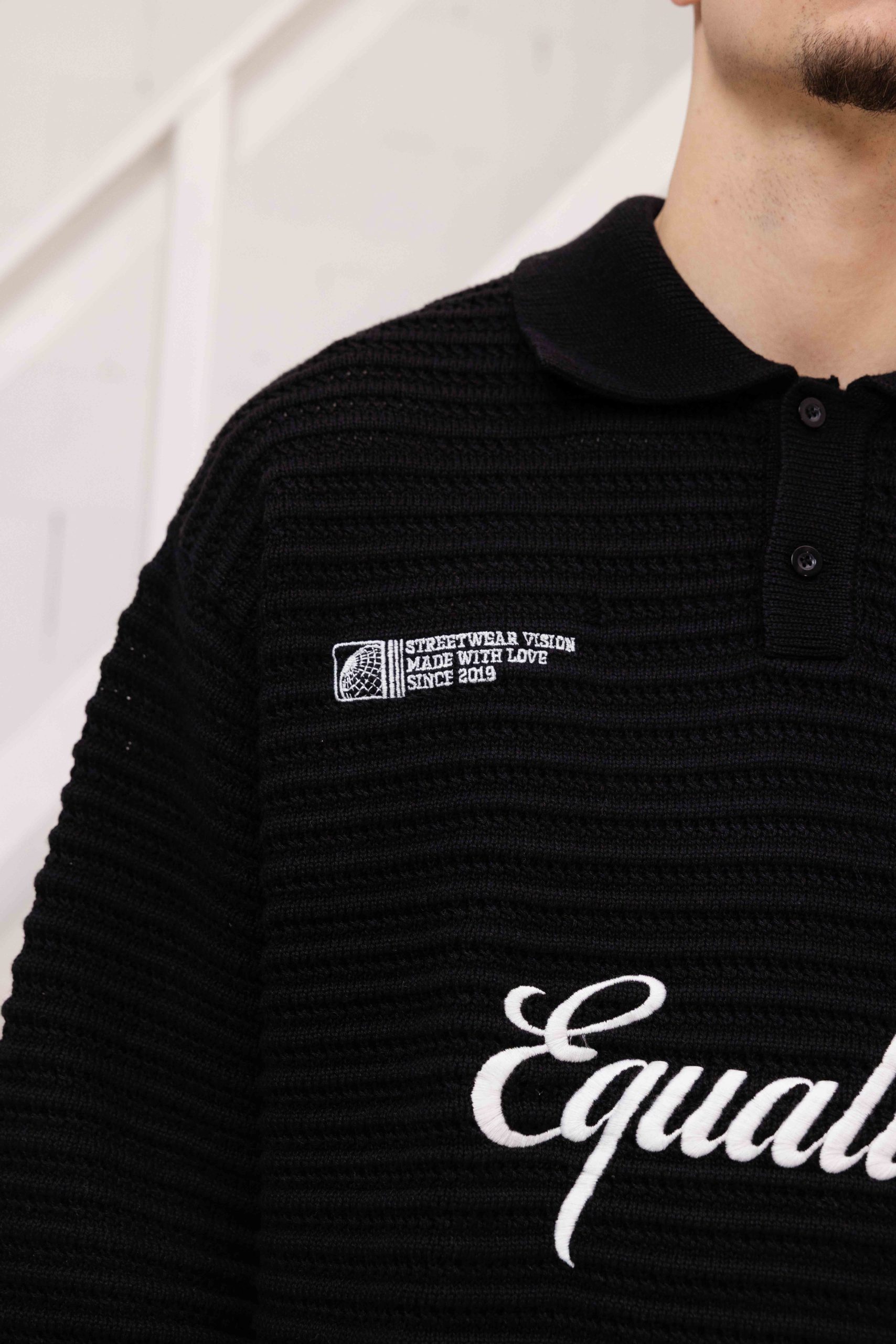 Equalité Heritage Rib Knit Polo Heren Zwart