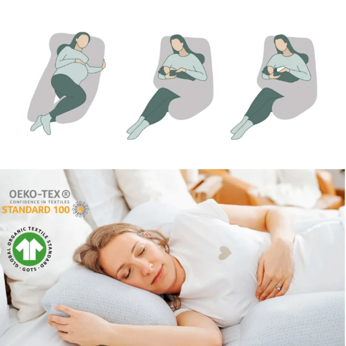 Babymoov Coussin d'Allaitement & de Grossesse Grand Format - B.Love XXL Gris