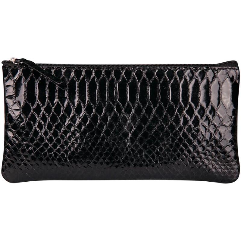 REPTILE DESIGN Trousse plate 22x11 cm, Python noir - Python noir