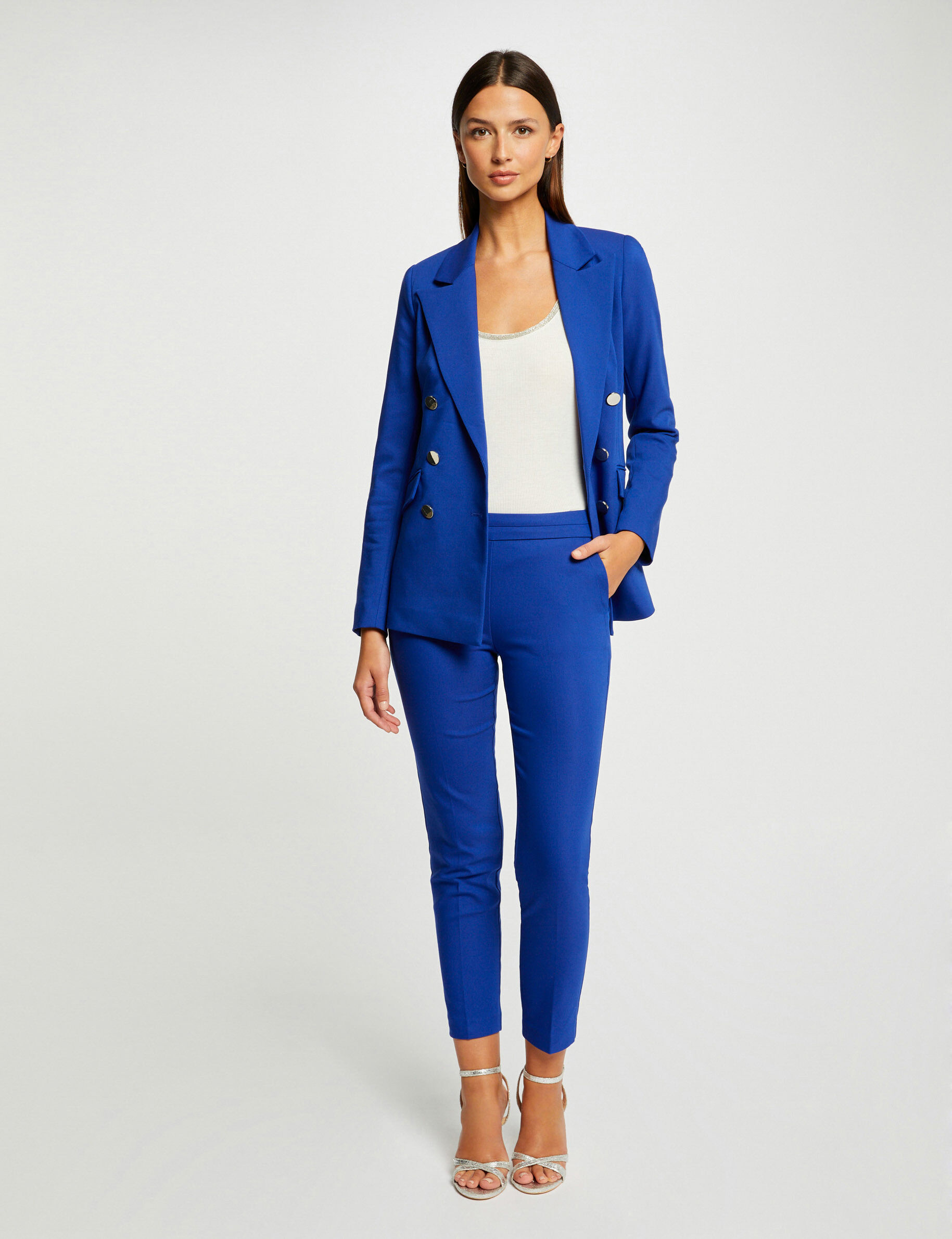 Pantalon cigarette 7/8ème bleu electrique femme - bleu_electrique