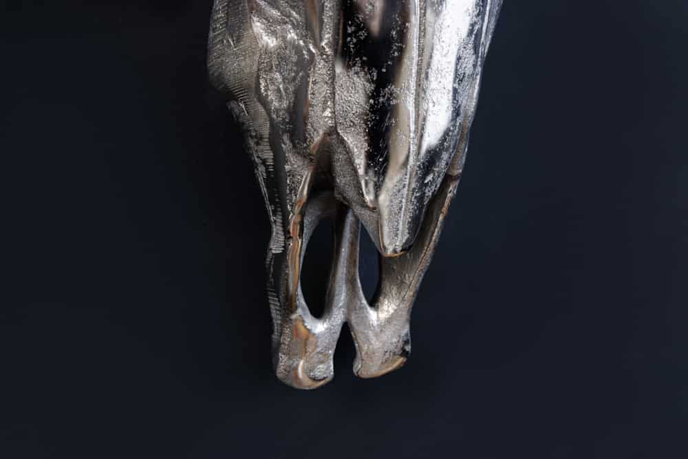 Design Schädel MATADOR 70cm silber Aluminium Wanddekoration
