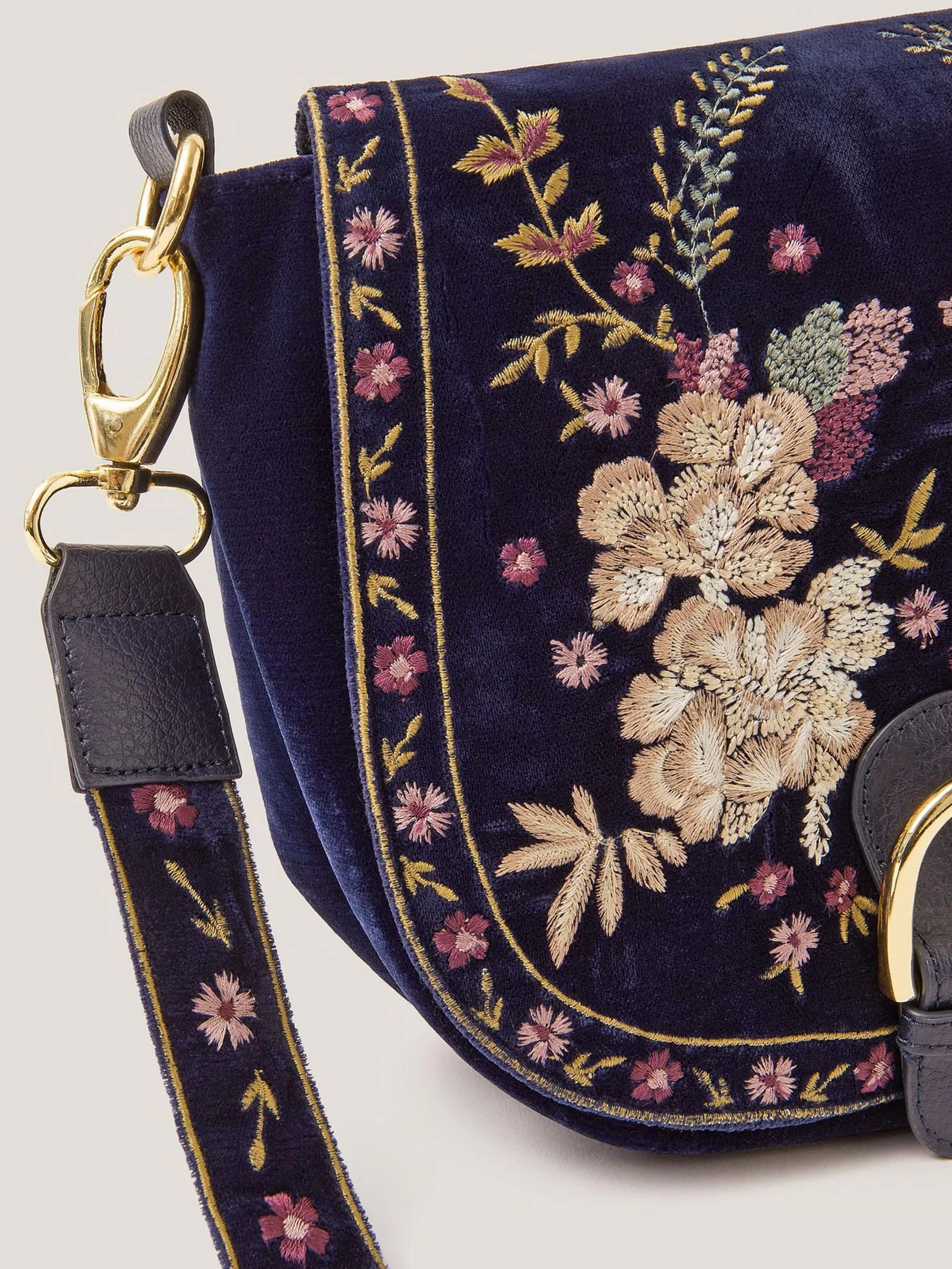 Monsoon Fallon Floral Embroidered Satchel Crossbody Bag