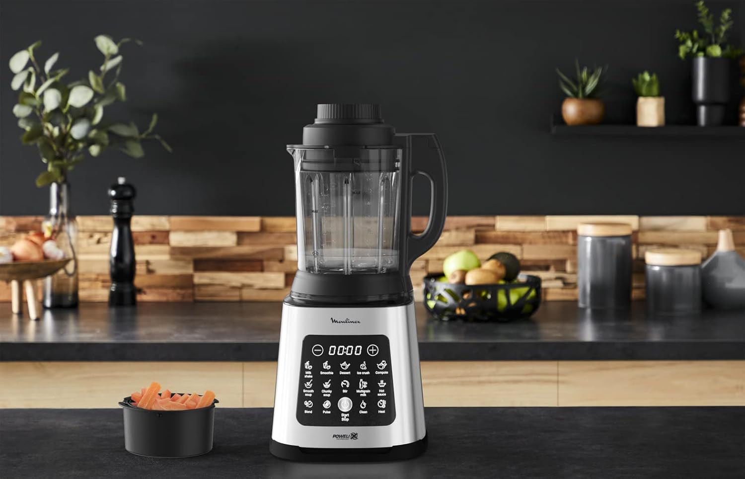 Moulinex PerfectMix Cook, Standmixer mit 10 automatischen Programmen, 1400 W, bereiten heiße und kalte Rezepte zu, elektrischer Mixer mit Touchscreen, leicht zu reinigen, Kapazität 2 l, LM83SD