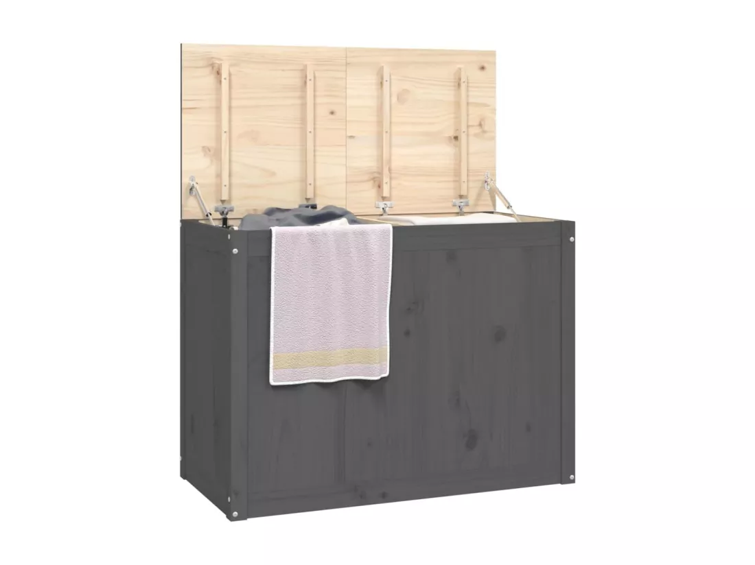 Boîte à linge Gris 88,5x44x66 Bois massif de pin