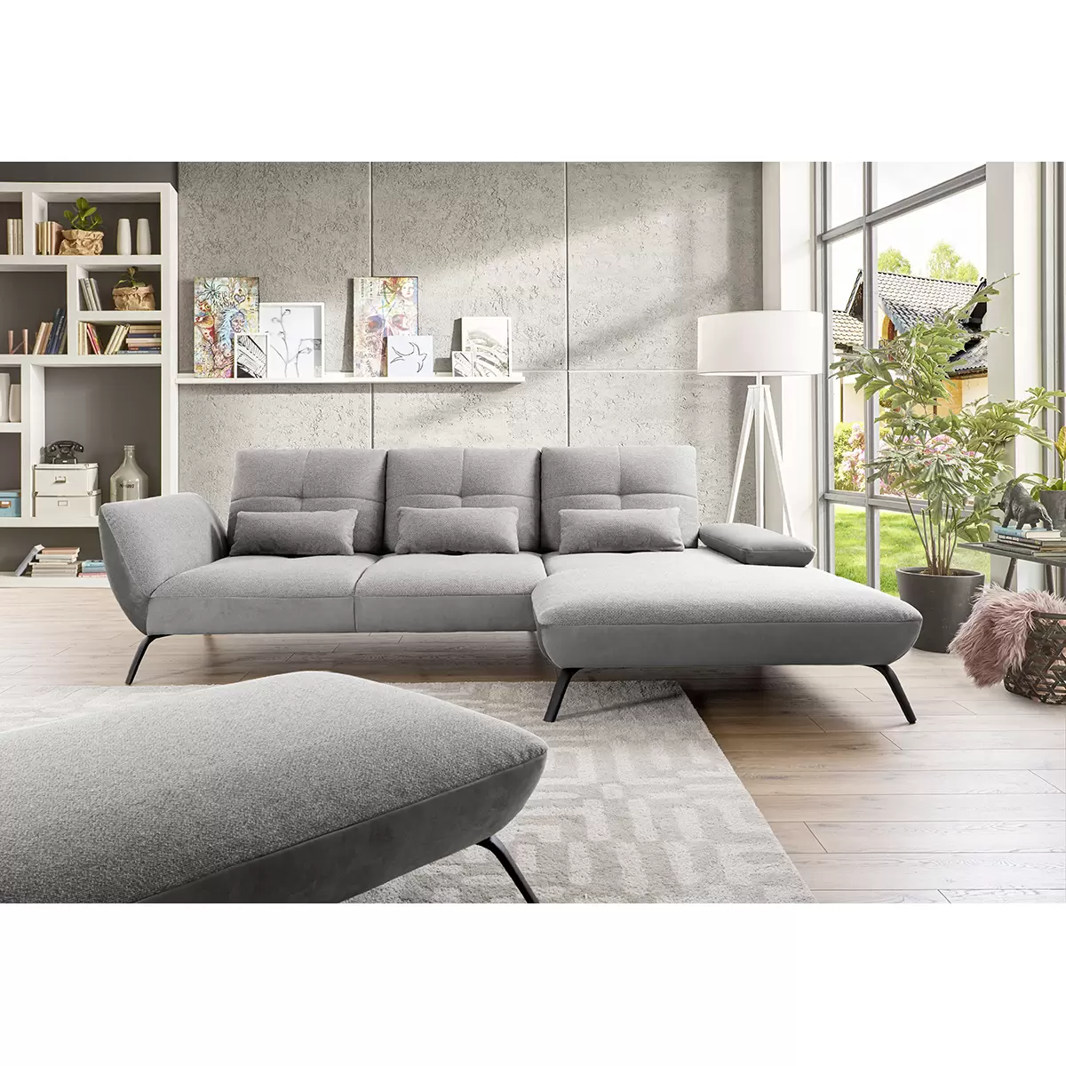 Ecksofa Dover XC hellgrau,silber