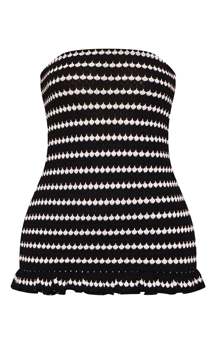 Monochrome Haut Bandeau En Crochet À Rayures Monochromes Coordonné