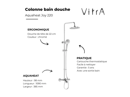 Colonne bain douche thermostatique VITRA Aquaheat Joy 220