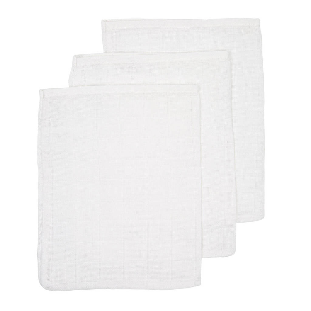 Zachte washandjeshydrofiele baby washandjes (set van 3) uni wit