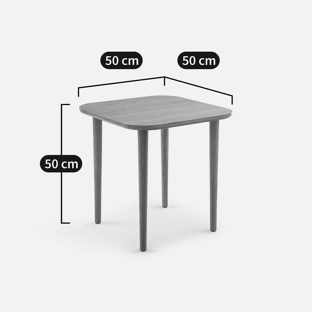 LA REDOUTE INTERIEURS<br>Mesa de centro quadrada em carvalho maciço, 50 cm de largura, Crueso