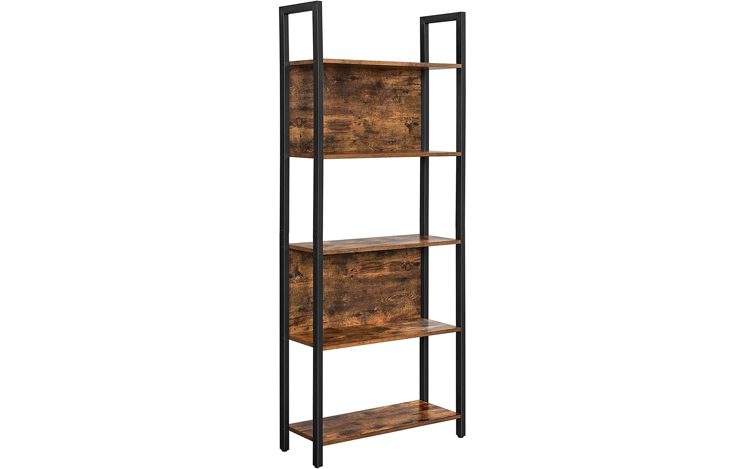 Regal 62 x 24 x 165 cm, Vintagebraun / SchwarzBücherregal mit fünf Ebenen