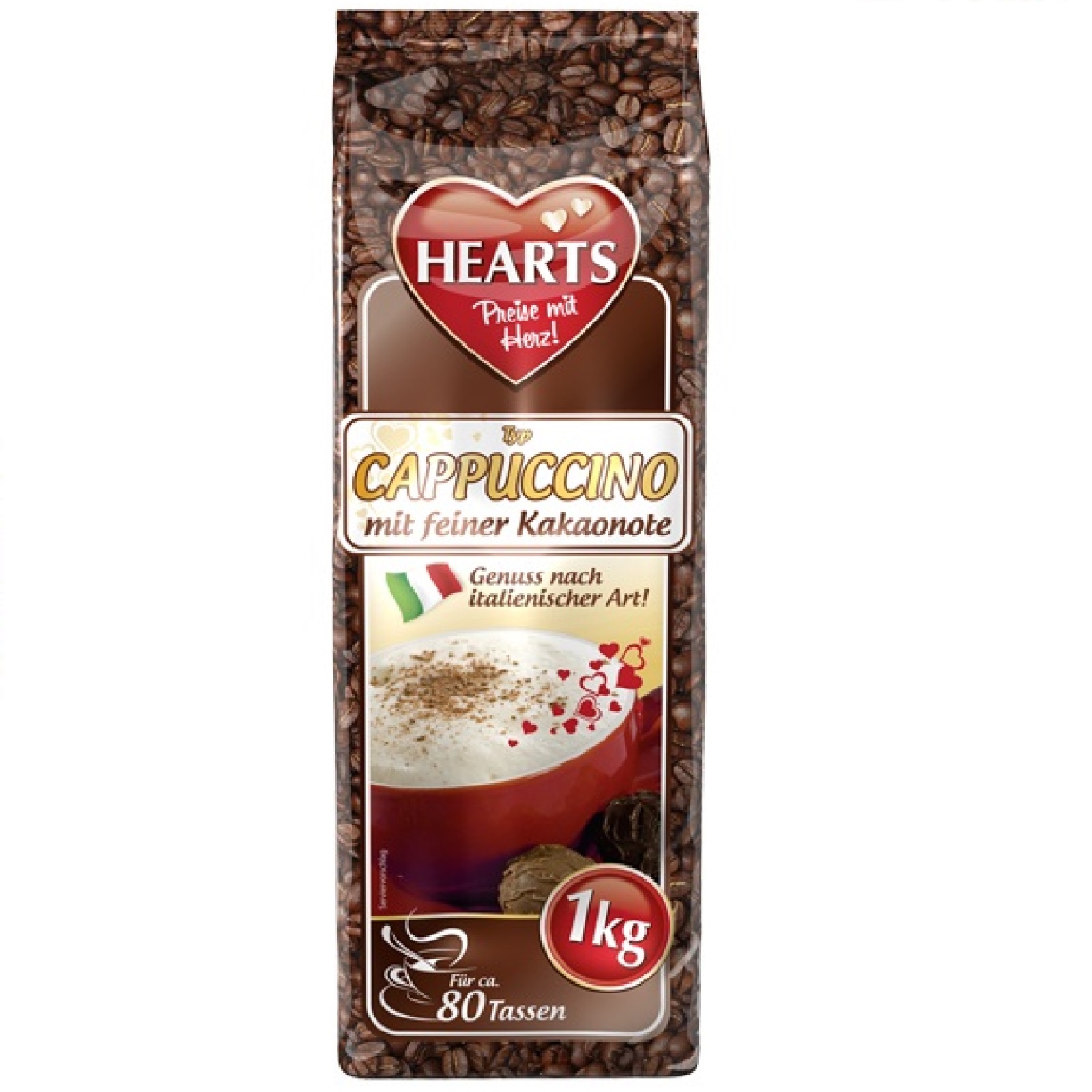 Hearts Cappuccino mit feiner Kakaonote 1000g MHD:11.10.26