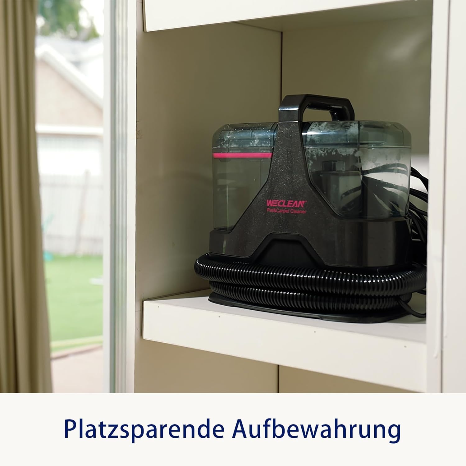 WECLEAN C3 Waschsauger, 600W 18Kpa Nasssauger Polsterreiniger Gerät,Fleckenreiniger für Teppiche, Sofas, Treppen, Fenster, Spiegel, Polstermöbel, Autos, Schwarz and Rosa