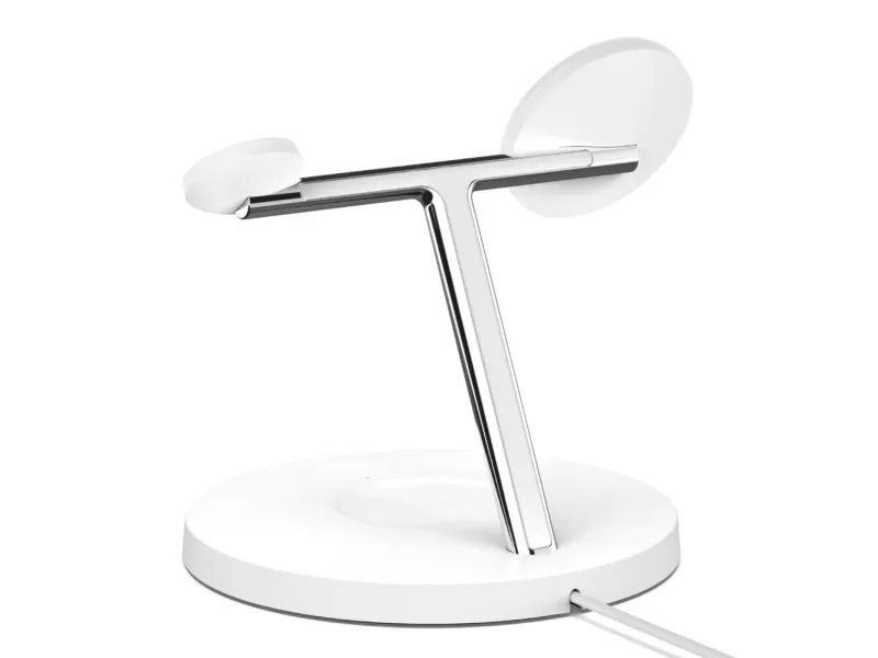 Belkin BoostCharge Pro - Trådløs opladningsstander - med MagSafe   AC-strømadapter - 15 Watt - Fast Charge - hvid - for Apple AirPods; AirPods Pro; iPhone 12, 13; Watch Series 4, Series 5, Series 6, Series 7