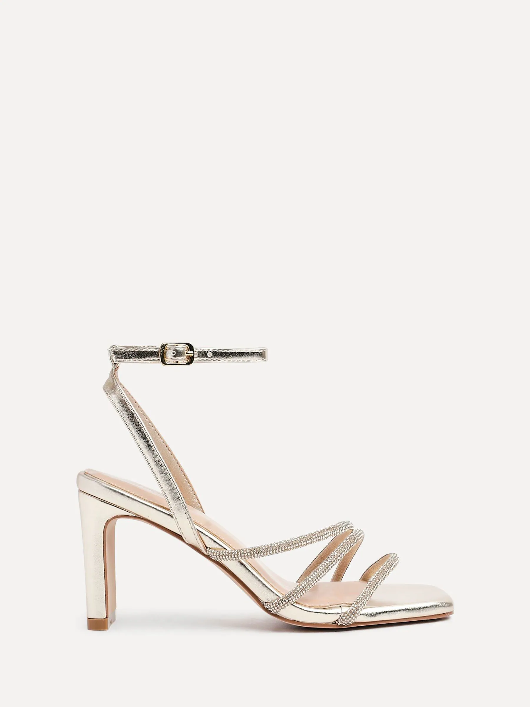 Goud - Linzi Glimmer Diamante Block Heel Sandals