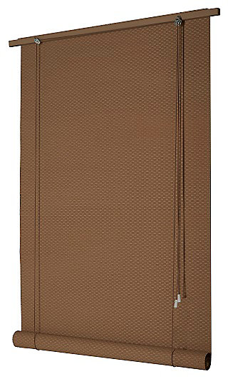 Store enrouleur occultant bois tissé intérieur et extérieur Ballauff moka 100/110 x 200 cm