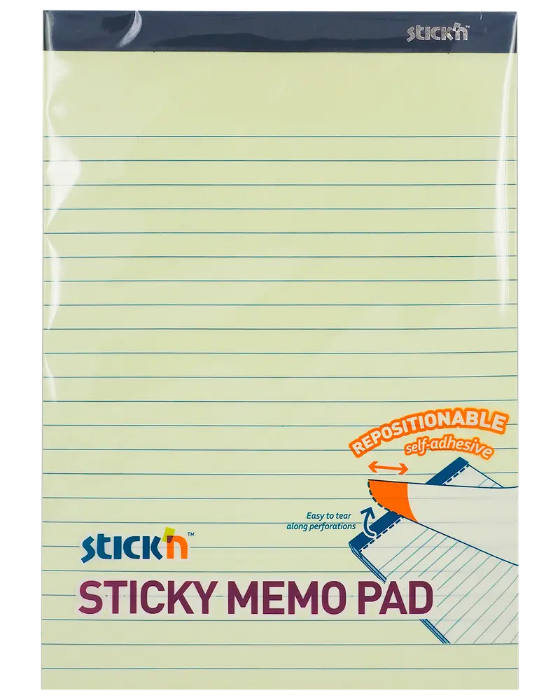 Sticky notes 254 x 179mm 50 ark - gul med linjer