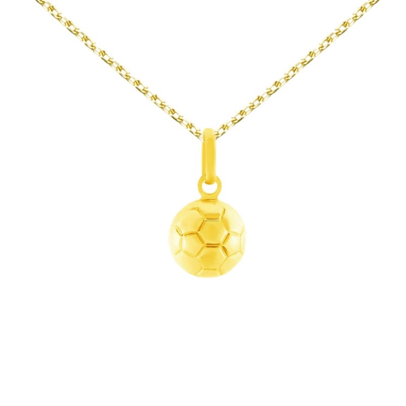 Collier - Pendentif Ballon de Foot Or Jaune - Chaine Dorée Offerte - Enfant
