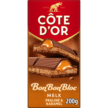 Côte d'Or BonBonBloc Chocoladereep Melk Praliné & Karamel 200g