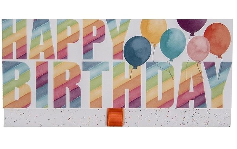 Geldgeschenk Karte 23 x 11 cm, Luftballons/Happy BirthdayGeschenkumschlag