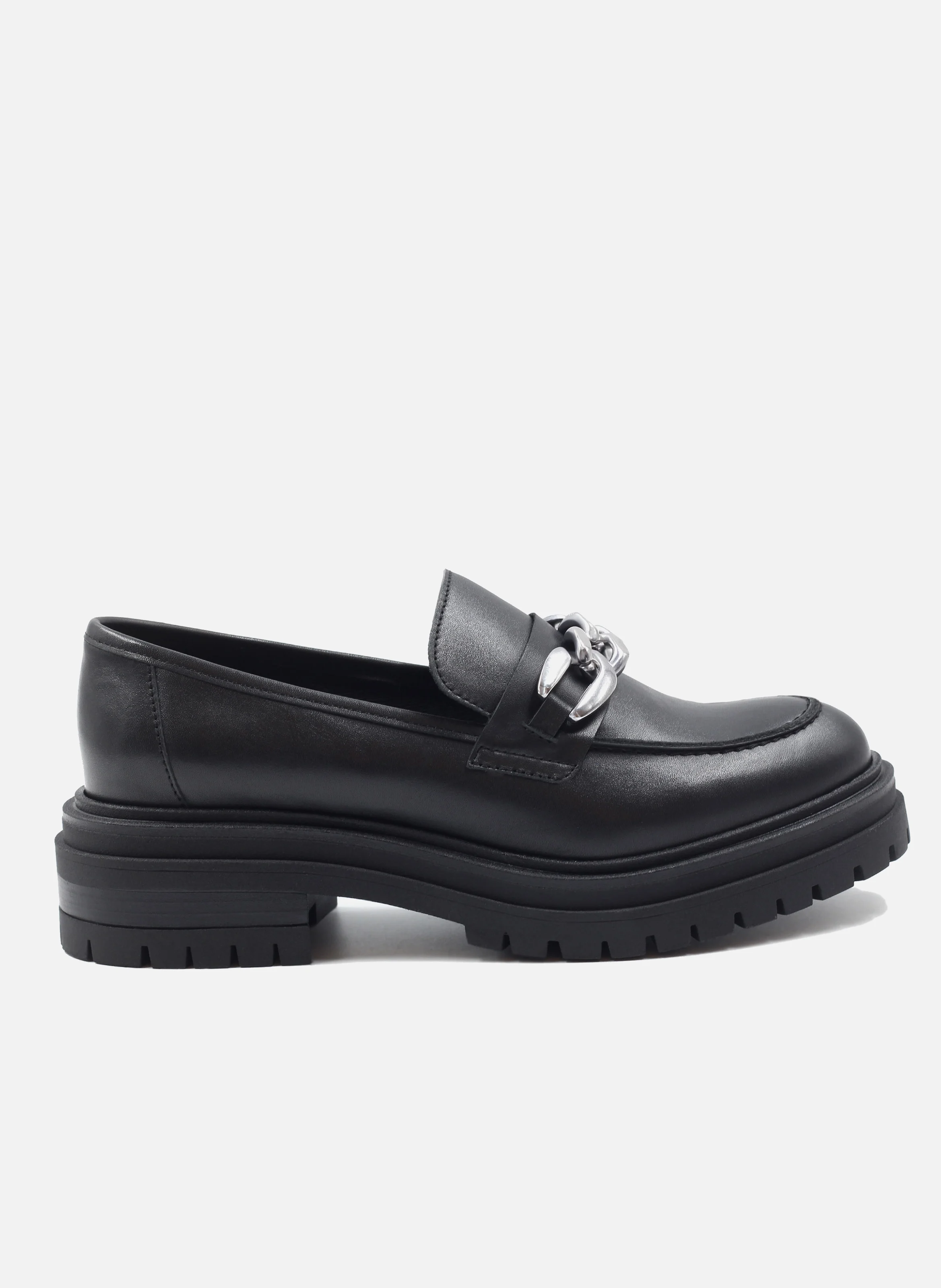 Mocassins crantés cuir lisse | Noir