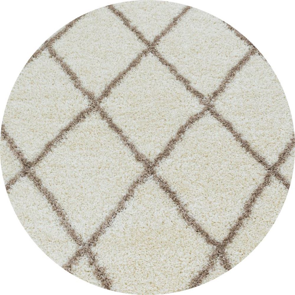 Moderner Runder Hochflor Teppich - Skandinavischer Stil mit Rautenmuster